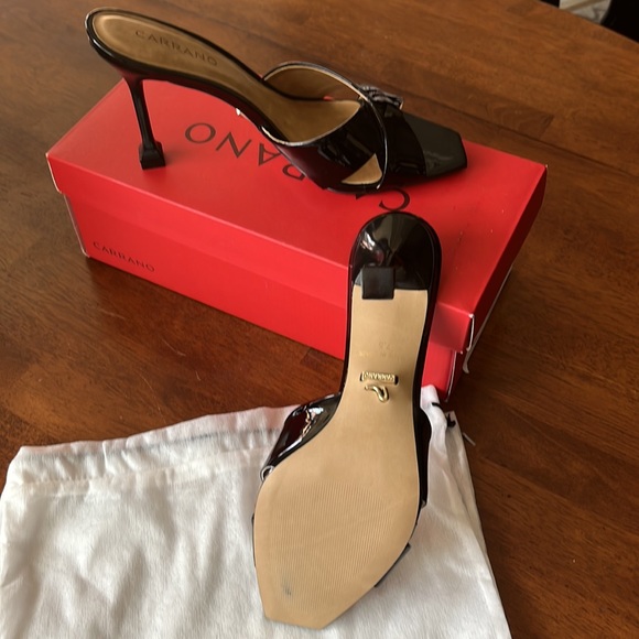 NIB Carrano Black Patent Leather Mell-Dress Slide Sandals US 7.5 - Picture 4 of 7